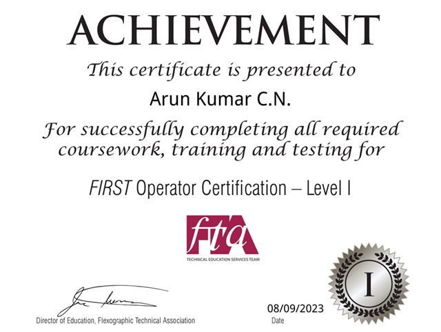 FTA FIRST Operator Certification Level I
