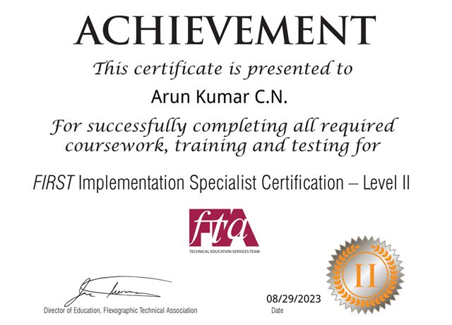 FTA FIRST Implementation Specialist Certification Level II