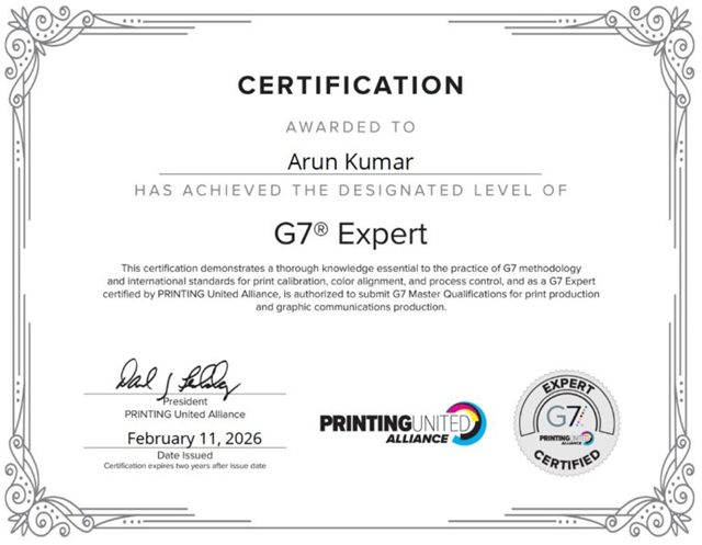 G7 Expert certificate, PRINTING United Alliance